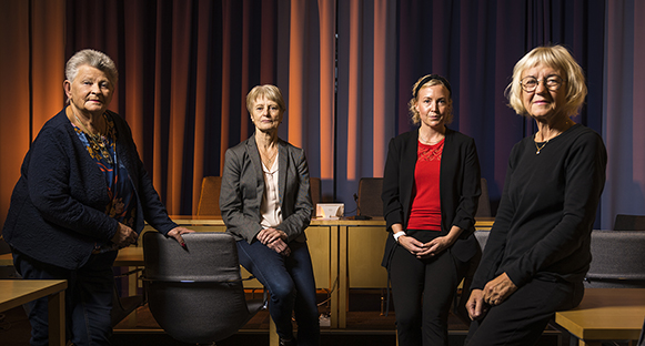 Från vänster: Margareta Ivarsson (C), Solweig Gard (S), Mirja Snider (V)och Britt Bagge (Mp).